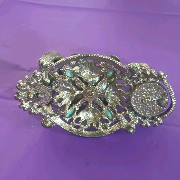 Vintage 60s Sam Fink Vanity Organizer Silver Tone Filigree with Rhinestones MCM - Picture 4 of 15